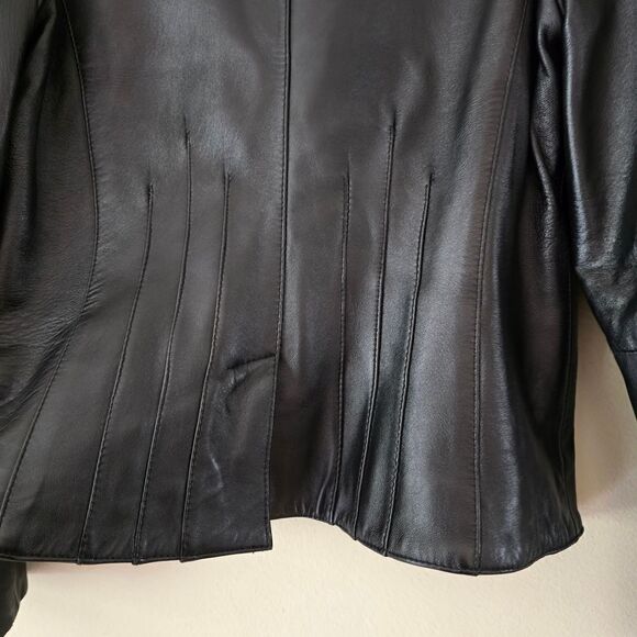 UNIFORN JOHN PAUL  Black Genuine Leather Jacket Size Medium Western Goth Biker - Picture 5 of 8